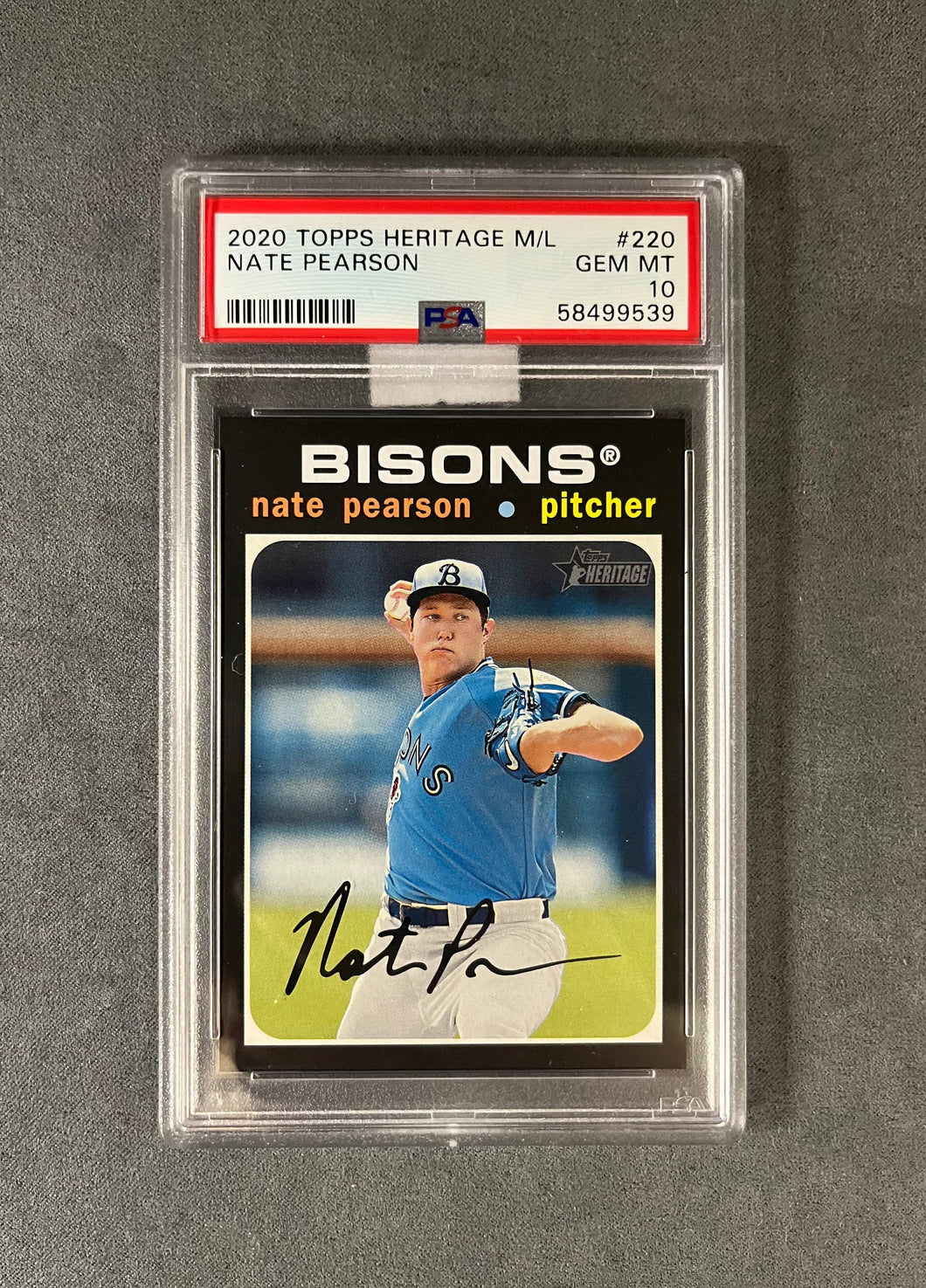 PSA 10 GEM MT #220 NATE PEARSON 2020 TOPPS HERITAGE M/L