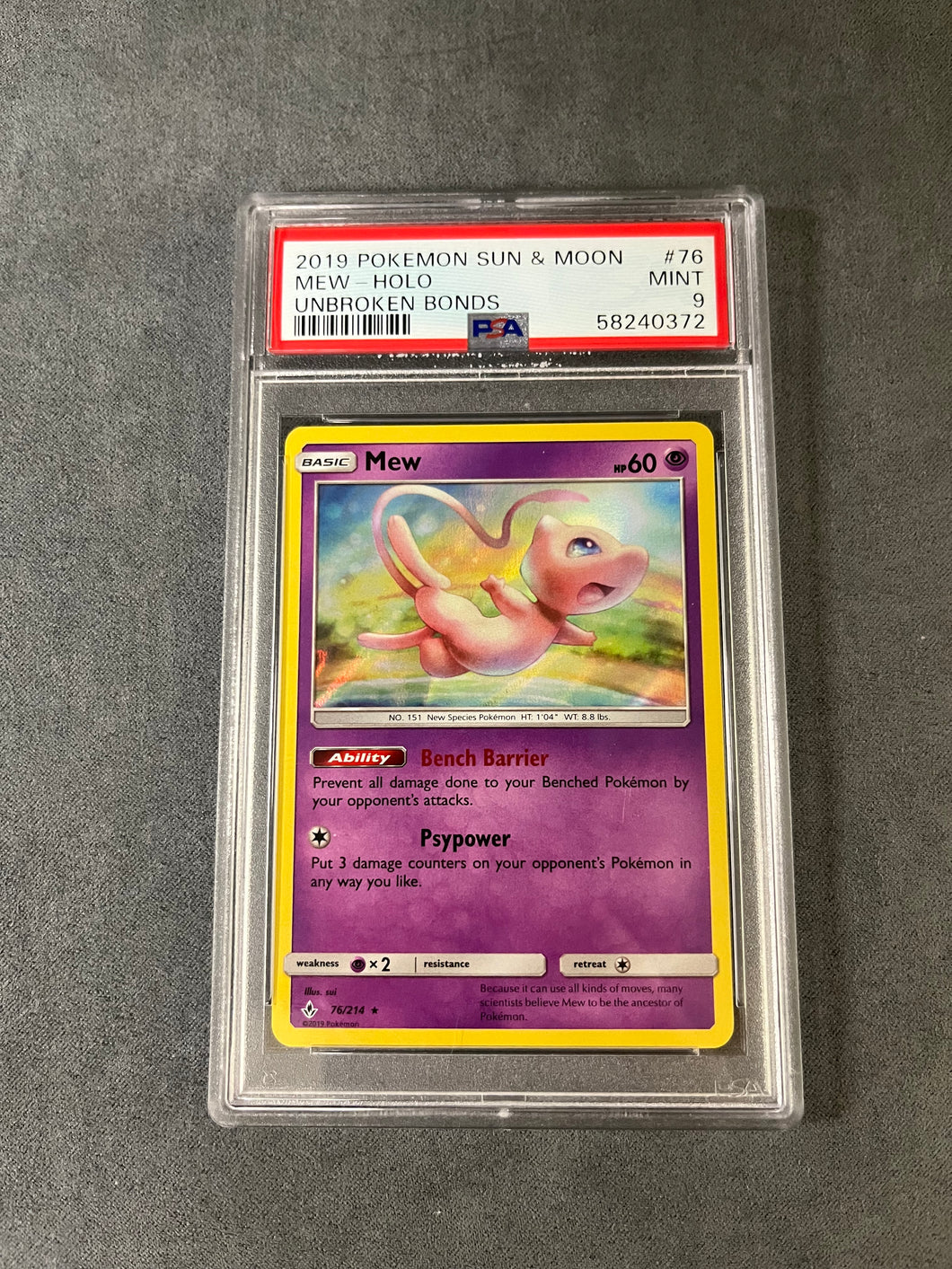 PSA 9 MINT 76/214 MEW - HOLO RARE