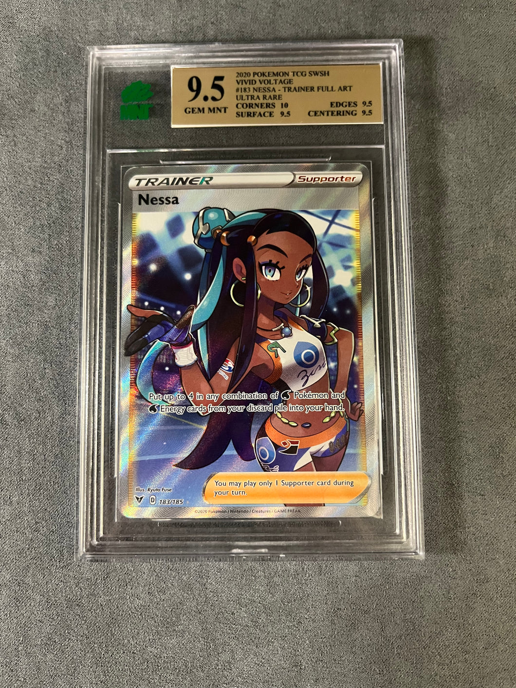 MNT 9.5 GEM MNT 183/185 NESSA - TRAINER FULL ART ULTRA RARE