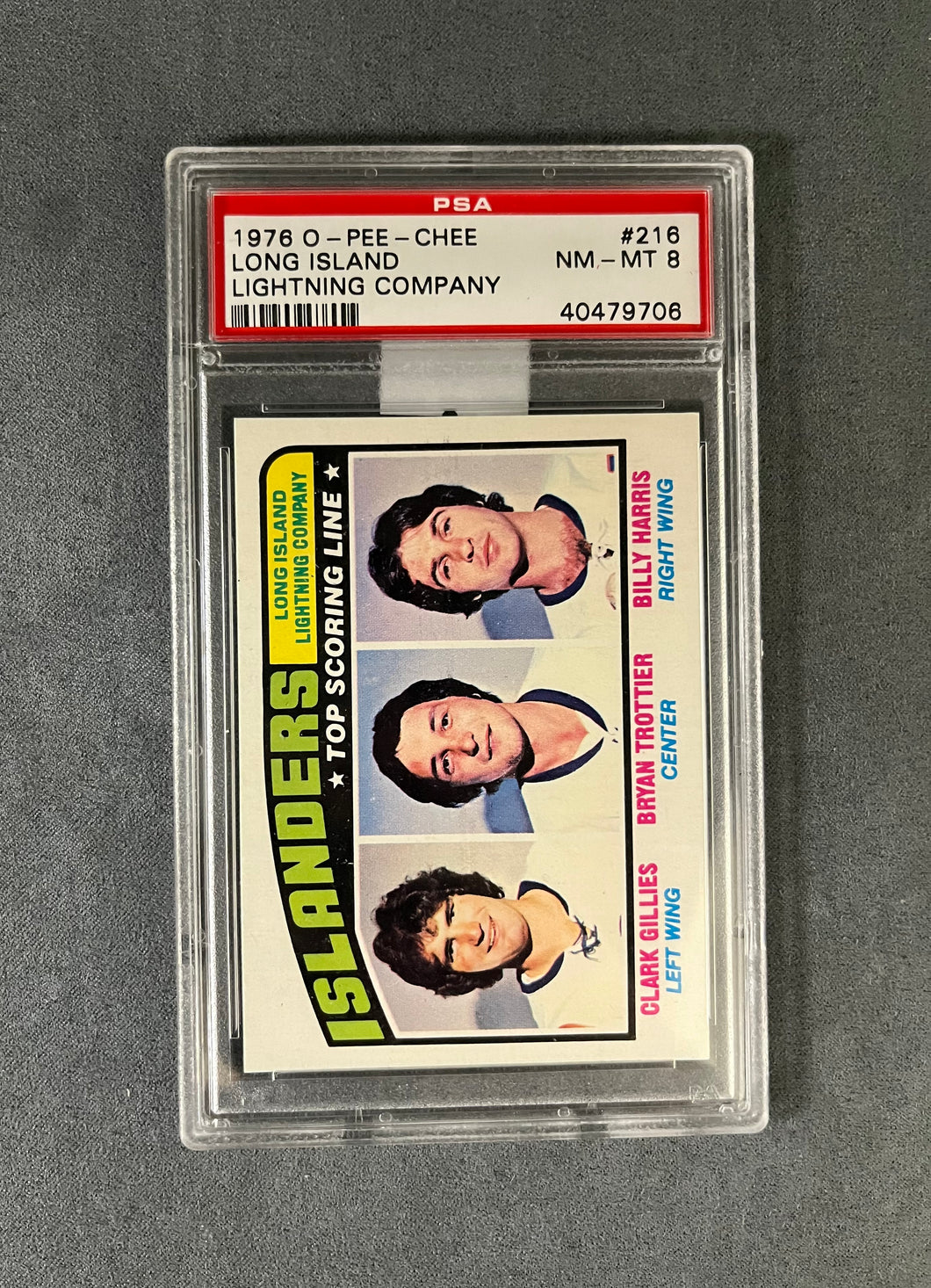 PSA 8 NM-MT #216 LONG ISLAND LIGHTNING COMPANY 1976 O-PEE-CHEE