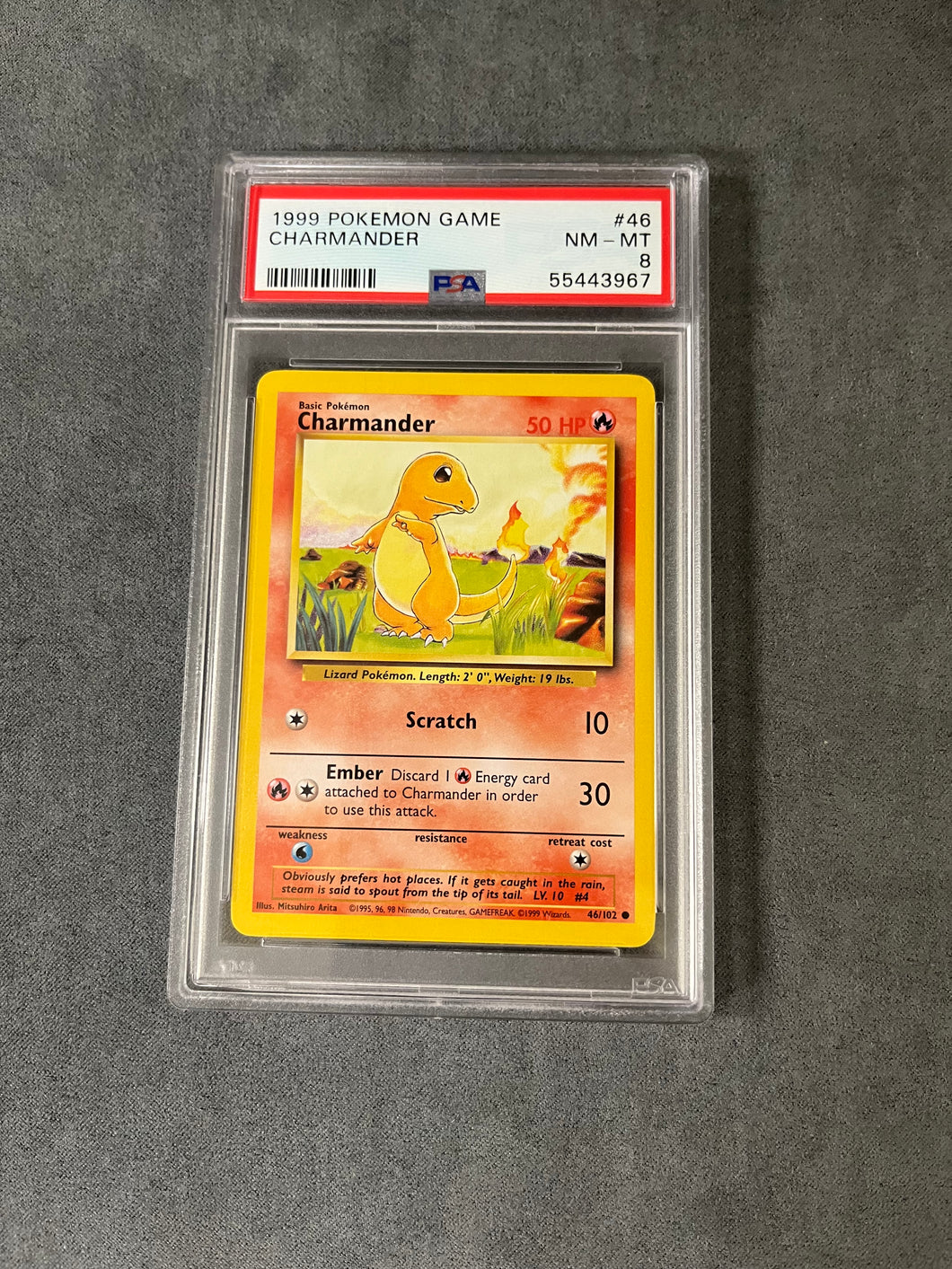 PSA 8 NM-MT 46/102 CHARMANDER